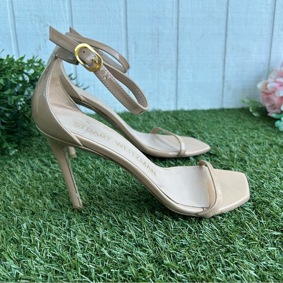 Stuart Weitzman Nudistcurve Patent adobe Nude color Ankle strap sandal size 7.5 - Picture 10 of 16